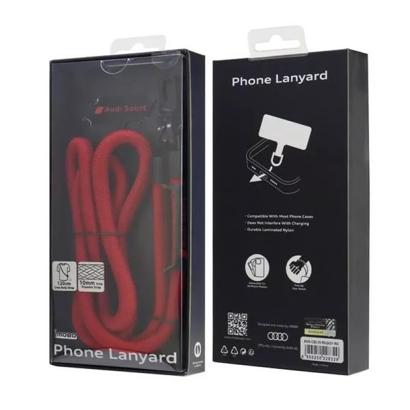 Audi Universal Phone Lanyard 120cm 10mm Crossbody rosso AUS-CBL10-RSQ/D1-RD
