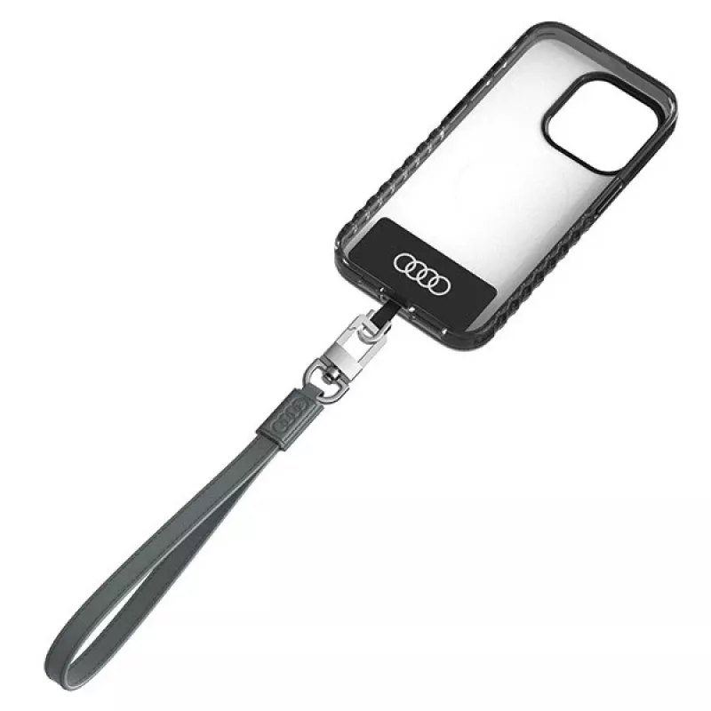 AUDI Universal Phone Lanyard 28cm 10mm pelle grigio AU-HSLSL-GT/D1-GY