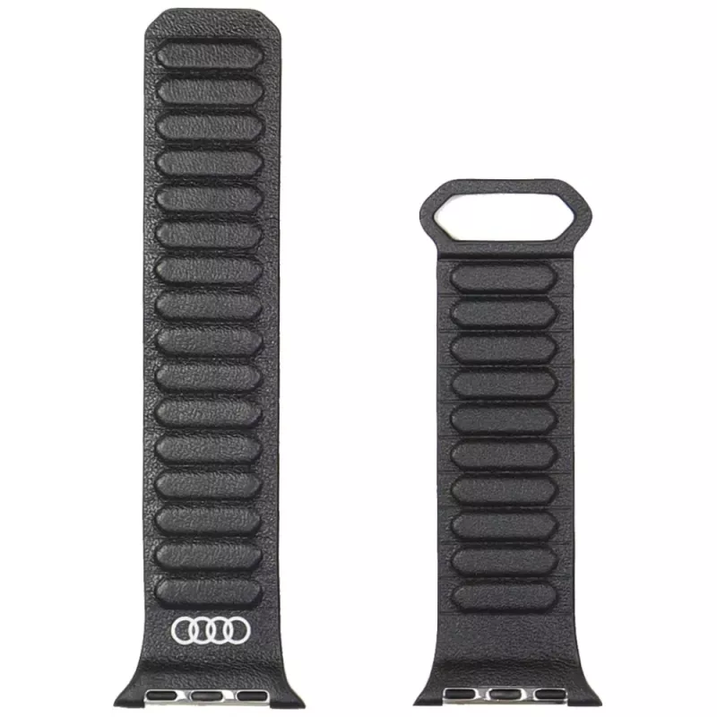 Cinturino con anello magnetico in pelle genuina Audi Logo per Apple Watch 40/41/42mm nero