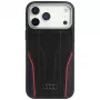 Custodia Audi R8 in pelle genuina MagSafe per iPhone 15 Pro nero con dettagli rossi