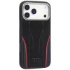 Custodia Audi R8 in pelle genuina MagSafe per iPhone 15 Pro nero con dettagli rossi