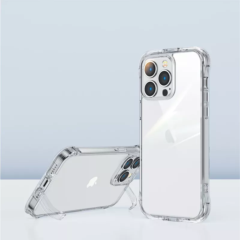 Custodia rugged Joyroom Defender Series per Apple iPhone 14 Plus, trasparente, con kickstand e gancio per lanyard (JR-14H3)