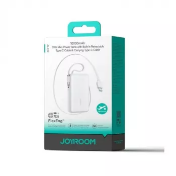 Powerbank Joyroom JR-PR2 35W 10000mAh con cavo USB-C estraibile e cavo Lightning integrato - bianco