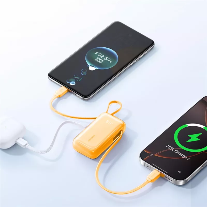 Power bank Joyroom JR-PR2 35W 10000mAh con cavi USB-C e Lightning integrati - arancione