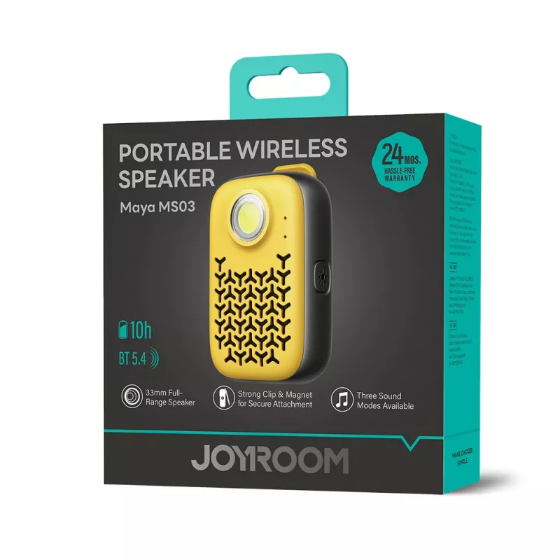Altoparlante Bluetooth portatile Joyroom Maya JR-MS03 con torcia integrata, IPX4, 5W, 1200mAh, giallo