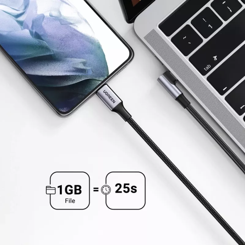 UGREEN Cavo angolare USB-C a USB-C US334 5A PD 100W 2m nero