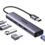UGREEN Hub 5-in-1 USB-A a 3x USB 3.0 + RJ45 + USB-C (argento)