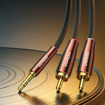 UGREEN Cavo audio 2x RCA (Cinch) a 3,5 mm, 2 m, nero