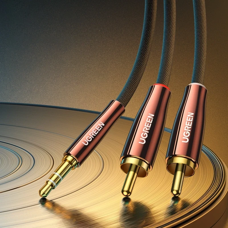UGREEN Cavo audio 2x RCA (Cinch) a 3,5 mm, 2 m, nero
