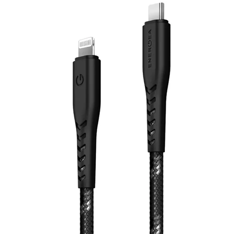 ENERGEA Nyloflex Cavo USB-C a Lightning certificato MFi 1,5m nero