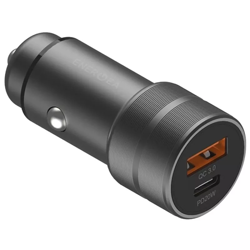 ENERGEA Alu Drive PD20+ Caricabatterie da auto 38W 1xUSB-A + 1xUSB-C PD QC3.0 Gunmetal