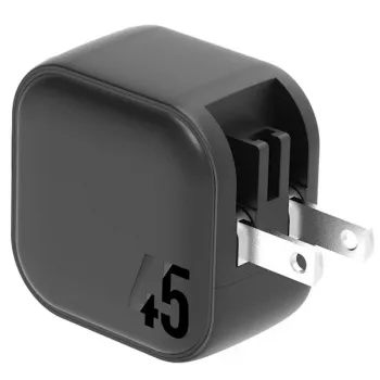 ENERGEA Travelite GAN45 45W GaN USB-C caricabatterie da viaggio a doppia porta con adattatori US+EU, nero