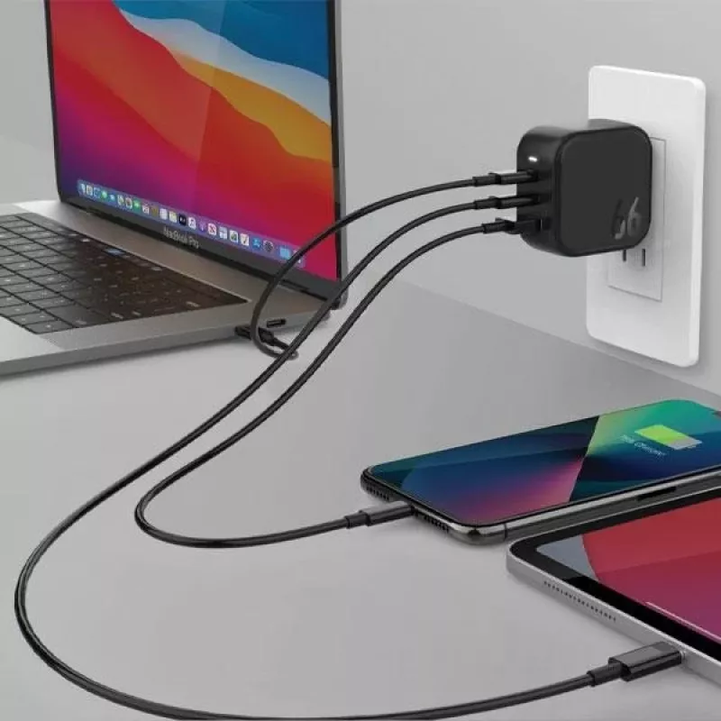 ENERGEA Travelite GAN66 Caricabatterie GaN USB-C 66W 2C1A nero US+EU
