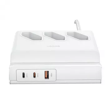USAMS 65W Super SiFast Charging presa di estensione USB EU bianco CC160TC01 (US-CC160)