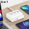 USAMS 65W Super SiFast Charging presa di estensione USB EU bianco CC160TC01 (US-CC160)