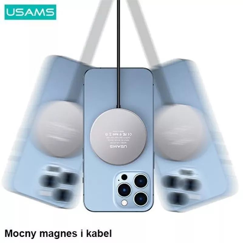 USAMS caricabatterie wireless magnetico 15W alluminio nero US-CD183