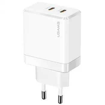 USAMS T54 GaN 40W 2xUSB-C PD caricabatterie da parete ricarica rapida bianco CC172TC02 (US-CC172)