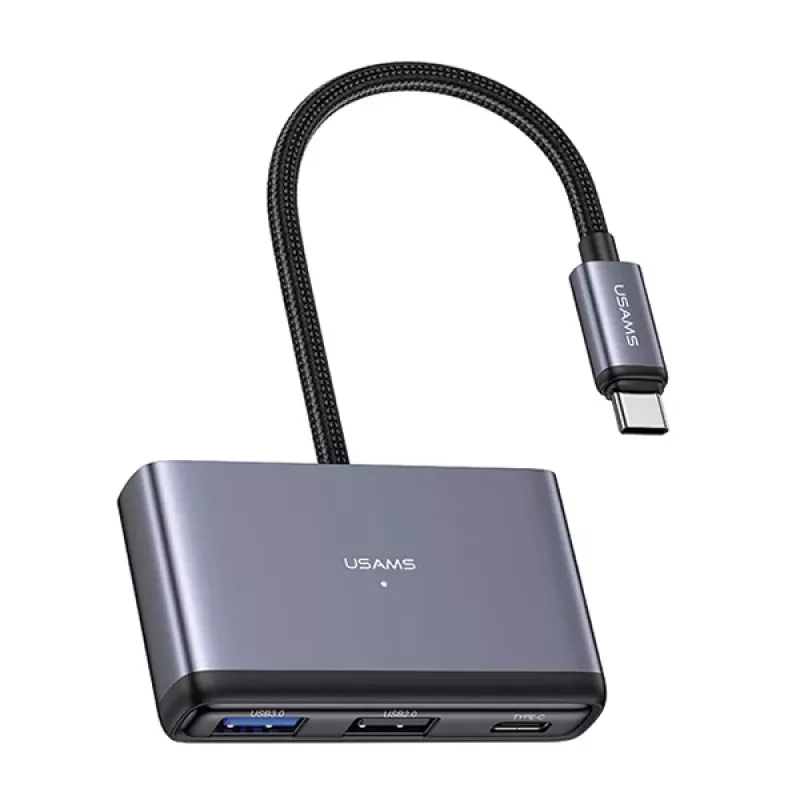 USAMS hub USB-C 5-in-1 USB 2.0/USB 3.0/USB-C/TF/SD grigio scuro SJ628HUB01 (US-SJ628)