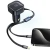 USAMS C41 caricabatterie per auto 30W ricarica rapida PD con cavi USB-C & Lightning retrattili nero (US-CC219)