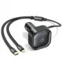 USAMS caricabatterie per auto con cavo retrattile 2xUSB-C C41 PD 30W ricarica rapida nero CC220CC01 (US-CC220)