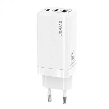 USAMS GaN 65W Caricatore rapido MT T33 PD 2xUSB-C + USB-A bianco CC110TC02 (US-CC110)