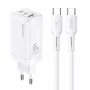 USAMS GaN 65W Caricatore USB-C MTXLOGTC02 bianco con cavo USB-C 100W