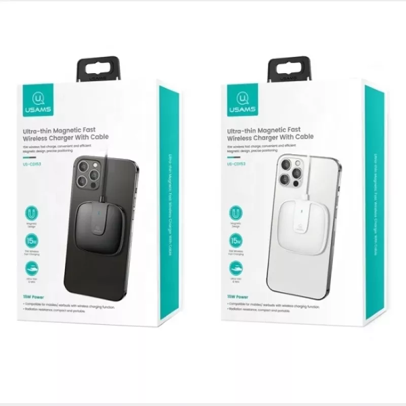 USAMS US-CD153 Caricatore magnetico 15W per iPhone 12/13/14/15 serie - bianco