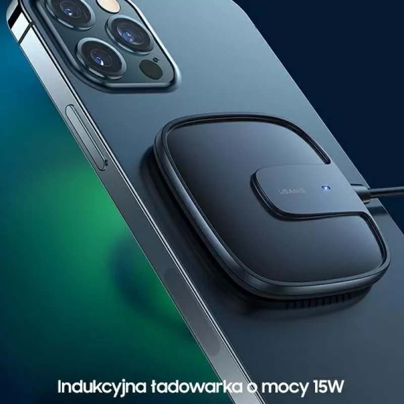 USAMS US-CD159 Caricatore wireless magnetico 15W extra sottile per iPhone 12 serie bianco