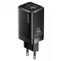 USAMS T41 GaN 47W Caricatore rapido USB-C+USB-A spina EU nero