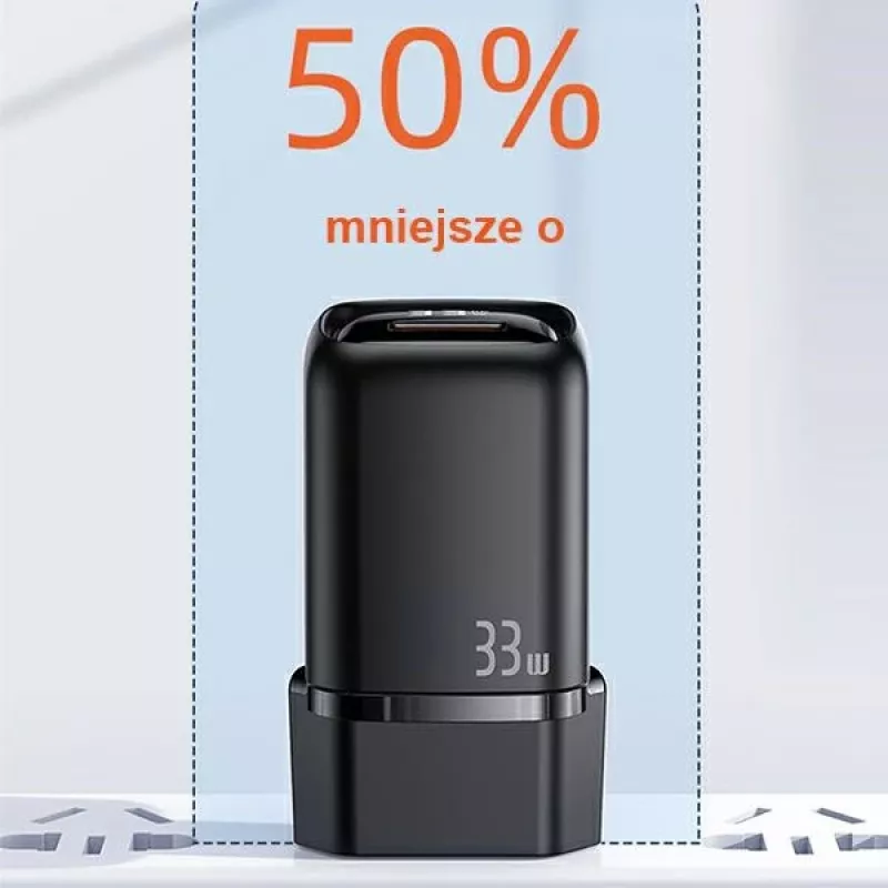 USAMS Caricatore rapido USB-C + USB-A 33W PD3.0 QC3.0 nero CC152TC01