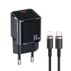USAMS T45 30W PD3.0 Caricatore rapido USB-C con cavo U63 USB-C a Lightning, nero, UXTZH01