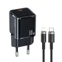USAMS T45 30W PD3.0 Caricatore rapido USB-C con cavo U63 USB-C a Lightning, nero, UXTZH01