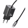 USAMS 30W GaN Caricatore rapido con cavo USB-C (nero, spina EU)