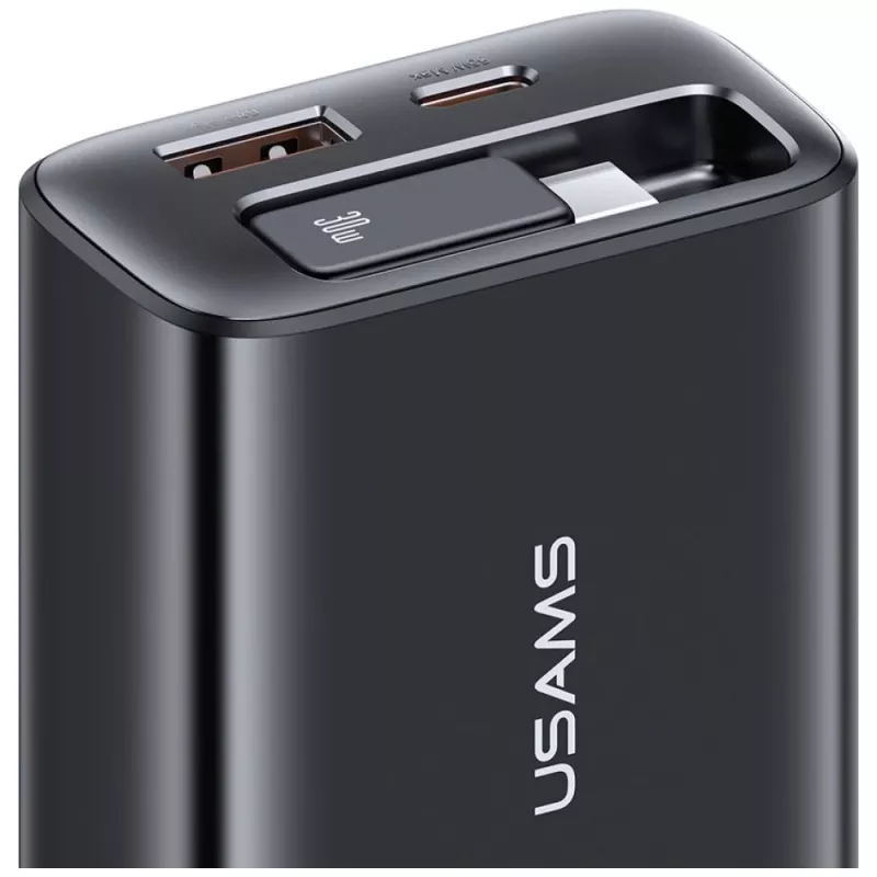 USAMS Xiang Series CC296 Caricabatterie 30W USB-C/USB-A con cavo USB-C, bianco