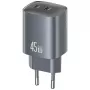 USAMS CC305 T66 Caricabatterie da parete GaN 45W con 2x USB-C, tarnish
