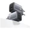 USAMS CC305 T66 Caricabatterie da parete GaN 45W con 2x USB-C, tarnish