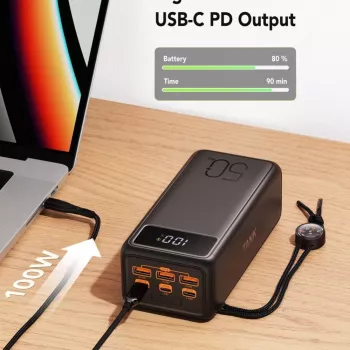 VEGER powerbank Tank Boost PD QC3.0 5A 130W 56000 mAh nero W5001C