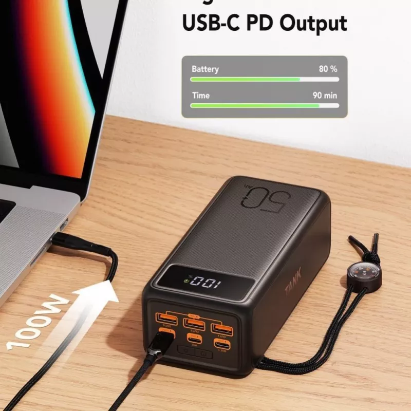 VEGER powerbank Tank Boost PD QC3.0 5A 130W 56000 mAh nero W5001C