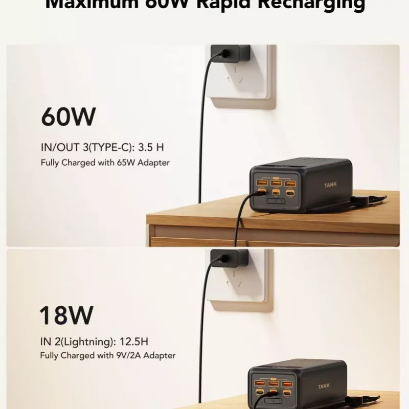 VEGER powerbank Tank Boost PD QC3.0 5A 130W 56000 mAh nero W5001C