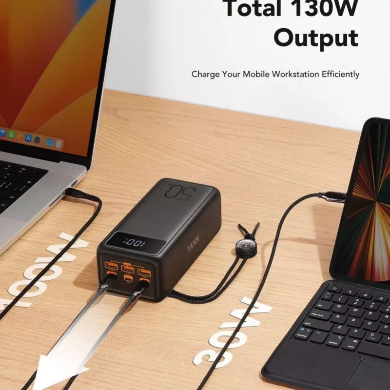VEGER powerbank Tank Boost PD QC3.0 5A 130W 56000 mAh nero W5001C