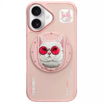 Nimmy Glasses Cool Cat Cover MagSafe per iPhone 16, rosa