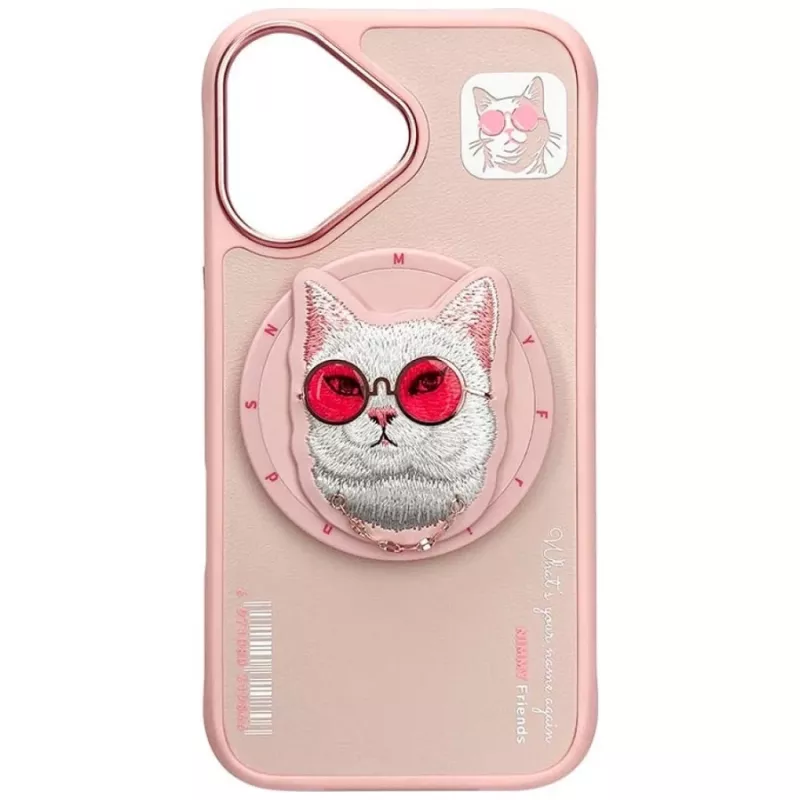 Nimmy Glasses Cool Cat Cover MagSafe per iPhone 16, rosa
