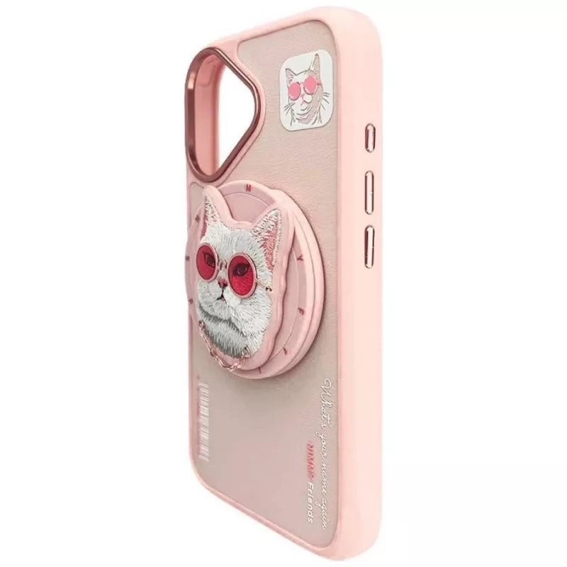Nimmy Glasses Cool Cat Cover MagSafe per iPhone 16, rosa