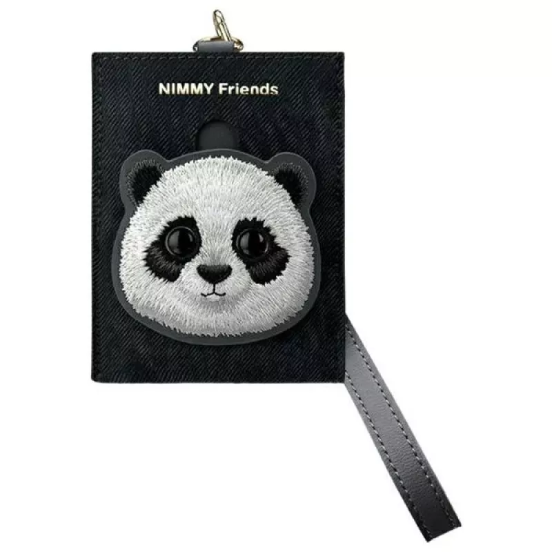 Nimmy set 3-in-1: pochette per telefono + portafoglio + custodia tracker, nero, Big Eyed Pet 2.0 Panda
