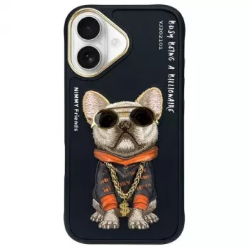 Nimmy Cover per iPhone 16 6.1 nero Glasses Cool Dog