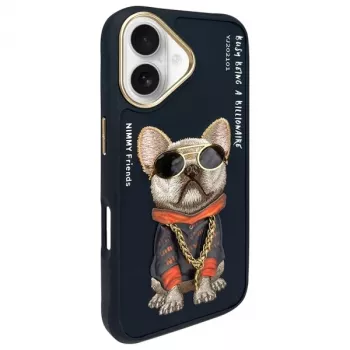 Nimmy Cover per iPhone 16 6.1 nero Glasses Cool Dog
