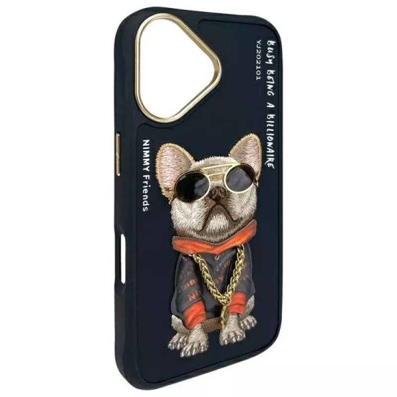 Nimmy Cover per iPhone 16 6.1 nero Glasses Cool Dog