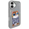 Nimmy Cover per iPhone 16 6,1 inch grigio Glasses Cool Cat