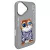 Nimmy Cover per iPhone 16 6,1 inch grigio Glasses Cool Cat
