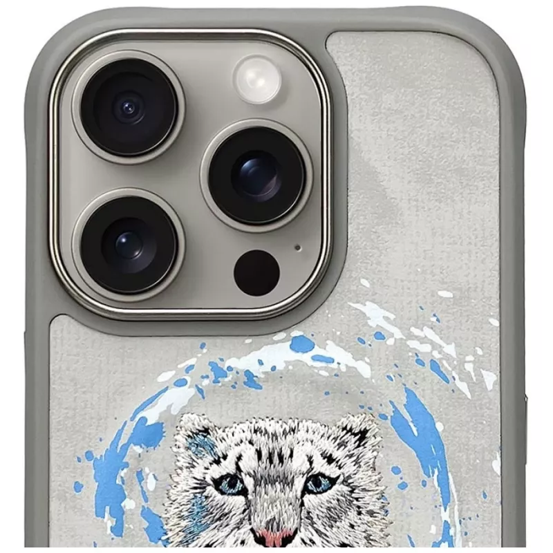 Nimmy Pantera Cover MagSafe per iPhone 16 Pro grigio chiaro